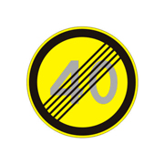 Знак 3.25 — Конец зоны ограничения максимальной скорости (на желтом фоне)